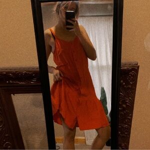 Orange sundress with bottom panel and button down